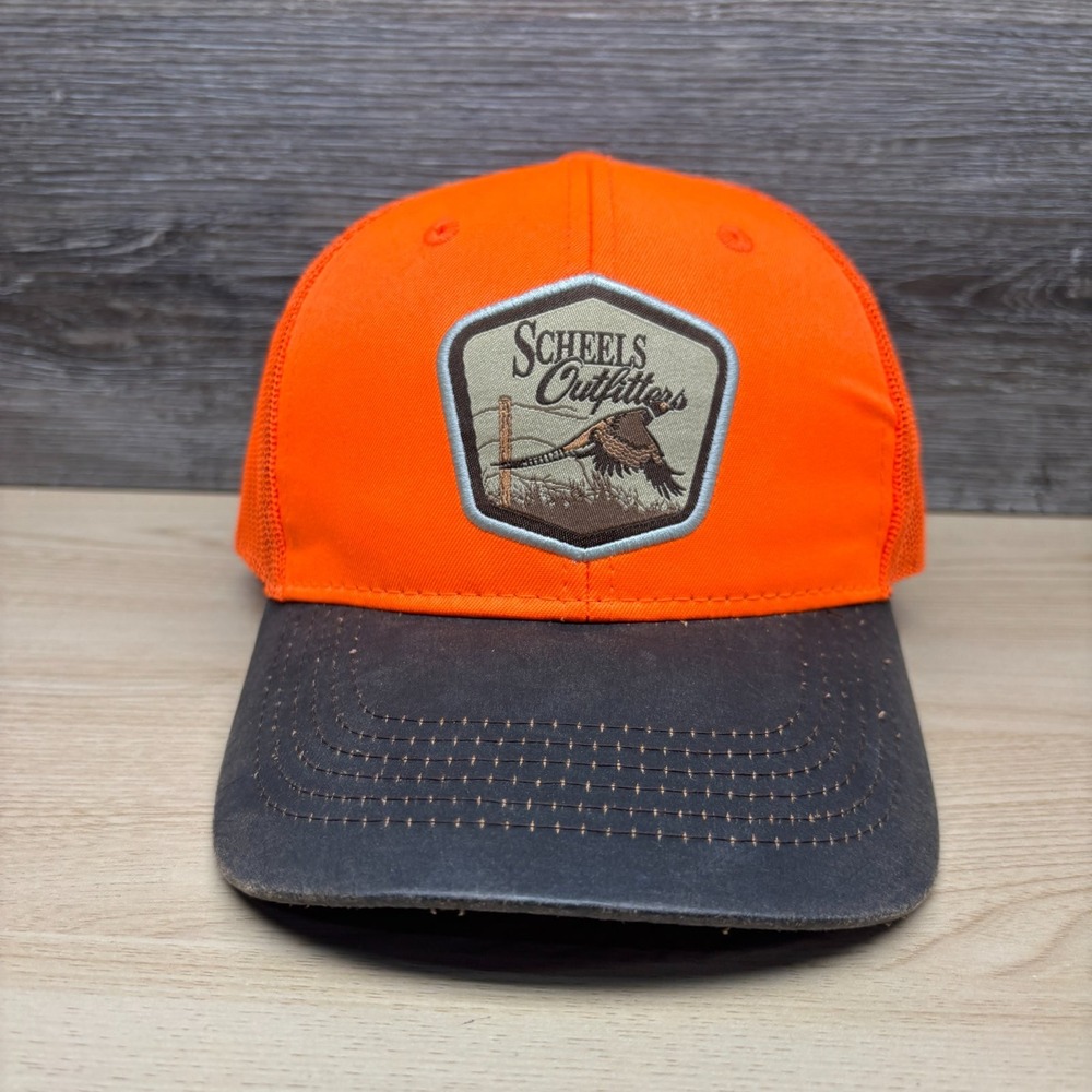 Scheels Outfitters Hat Cap Snap Back Orange Pheasant Hunting Trucker Outdoor OC